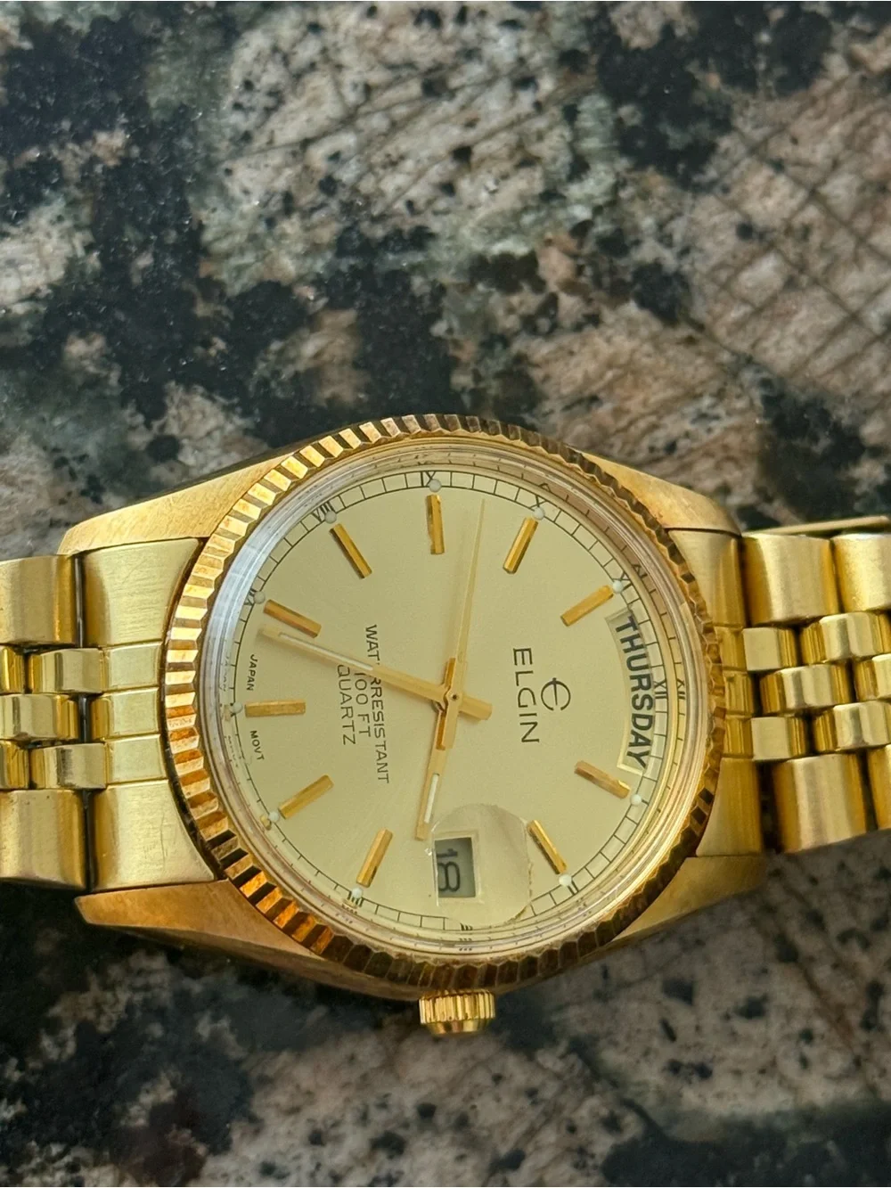 Elgin Vintage Day-Date Quartz President Style Watch